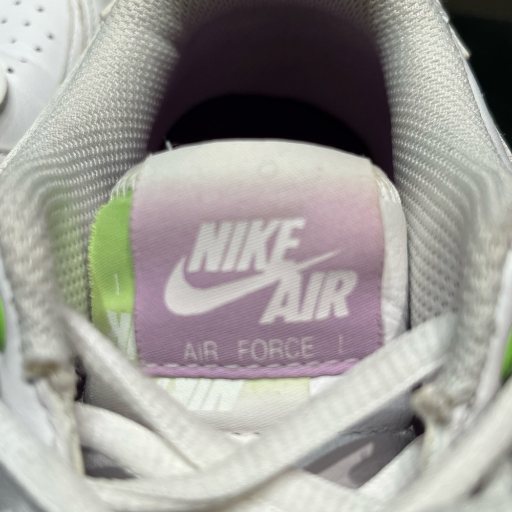 Nike Air Force 1, women’s size 7, purple/green accents - Picture 2 of 6